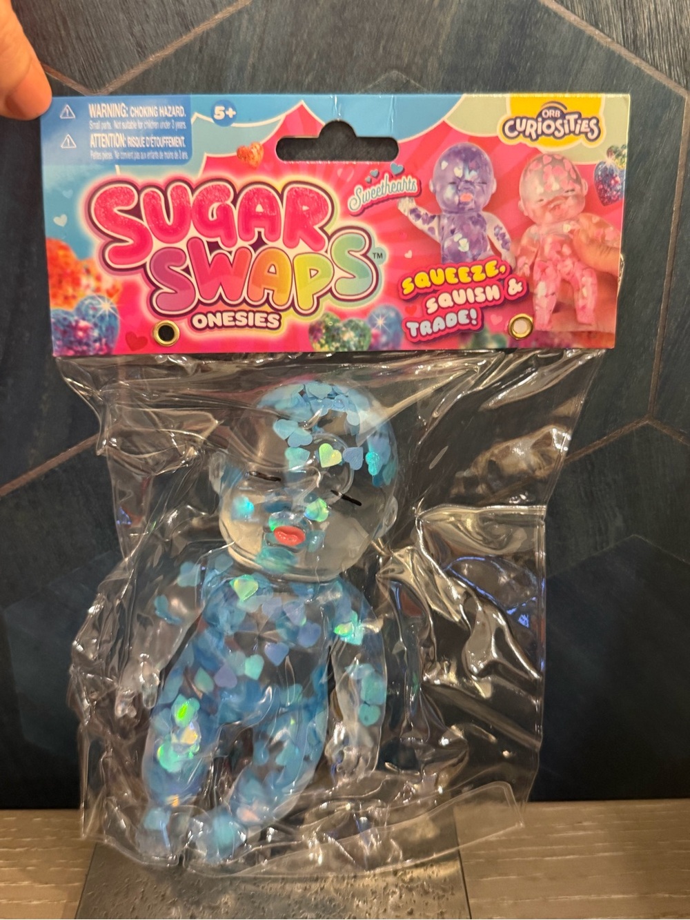 Sugar Swaps Onesies Baby New Heart Glitter Blue Squishy